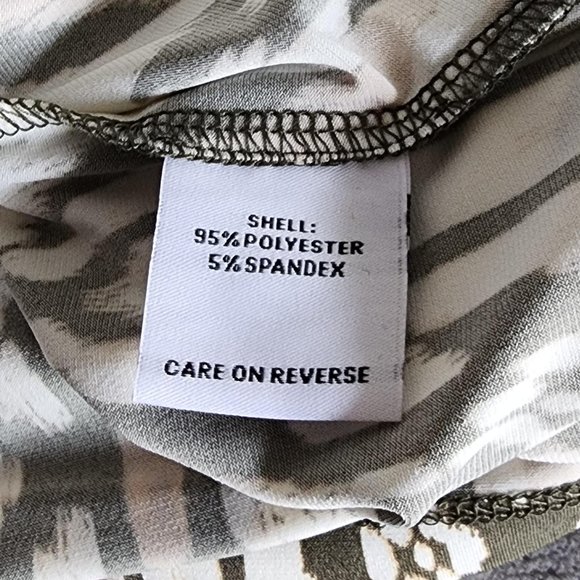 CALVIN KLEIN Patterned Cream, Orange, Brown Top | Sleeveless Button Blouse Shirt - Picture 7 of 7